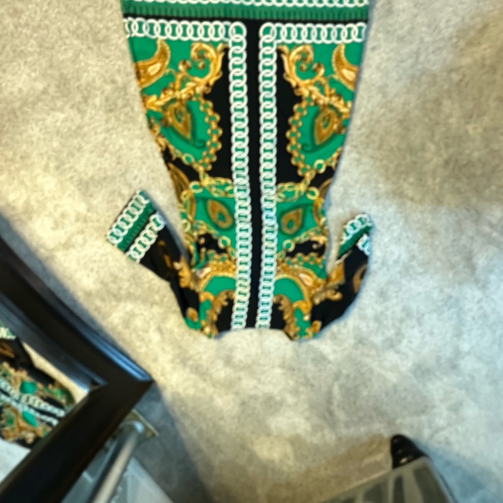 Haani Green and Gold Long Sleeve Dress